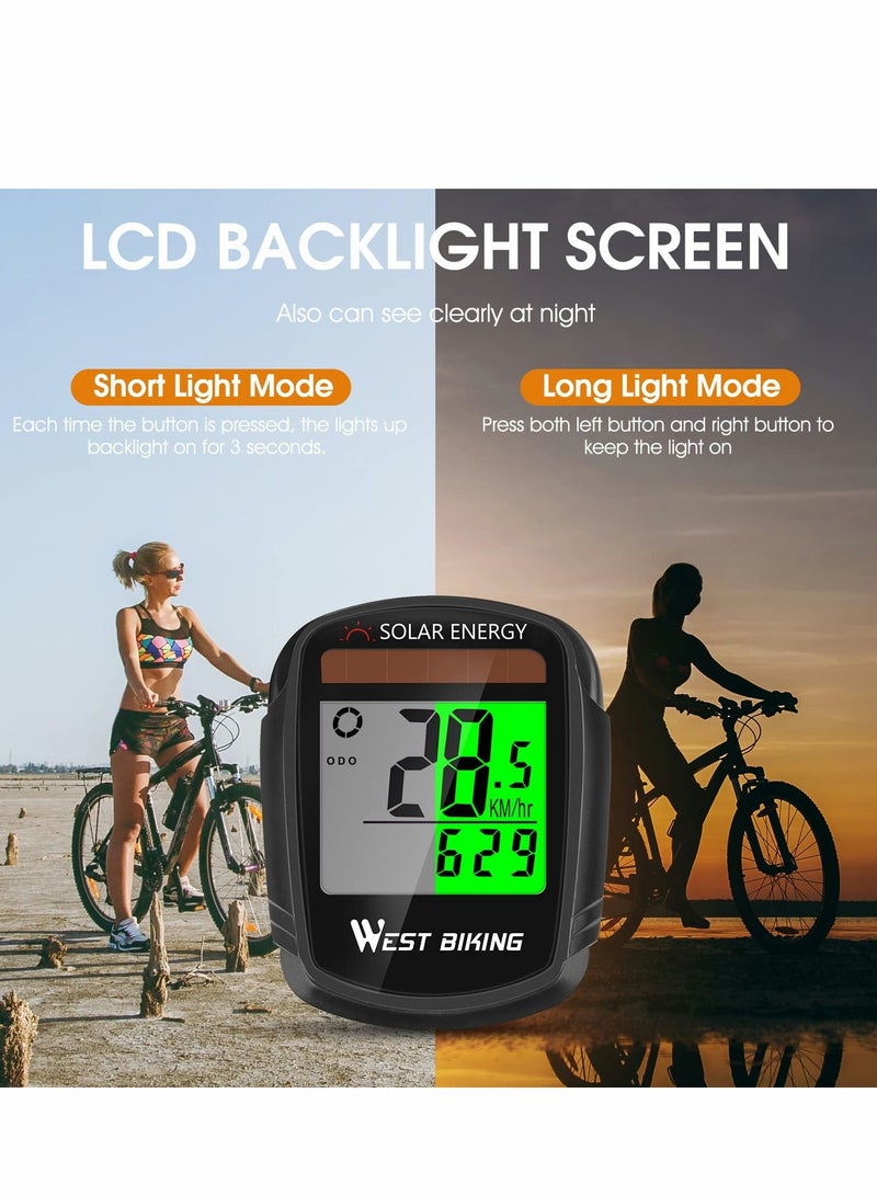 Excefore Bike Computer Wireless with Solar Energy Bicycle Speedometer and Odometer Waterproof Cycling LCD Backlight Automatic Wake-up Multi-Functions Fits All Bikes Electric - Image 2