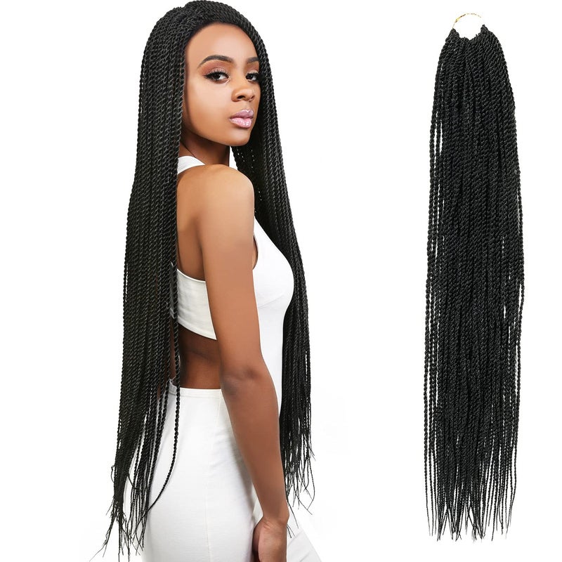AUTHENTIC Senegalese Twist Crochet Braids Hair 32 Inch 8 Packs Small Mambo Twist 40 StrandsPack Crochet Hair PreStretched PreLooped Braiding Hair Extensions 32 Inch 8 Packs 1BOff Black
