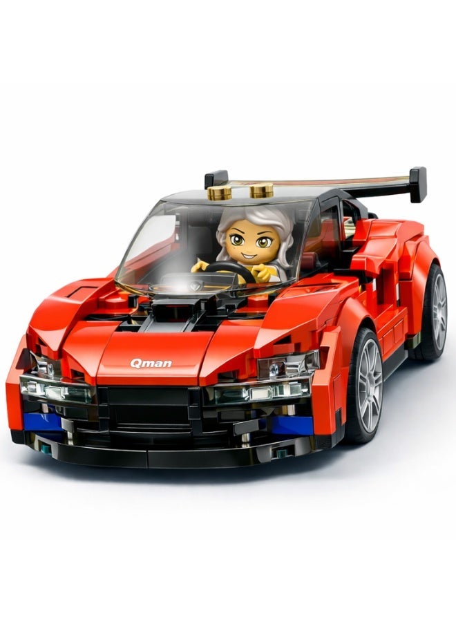Qman MineCity Red Sports Car Building Set – 198 PCS with Driver Minifigure | High-Speed Racing Toy Vehicle for Kids - Image 2