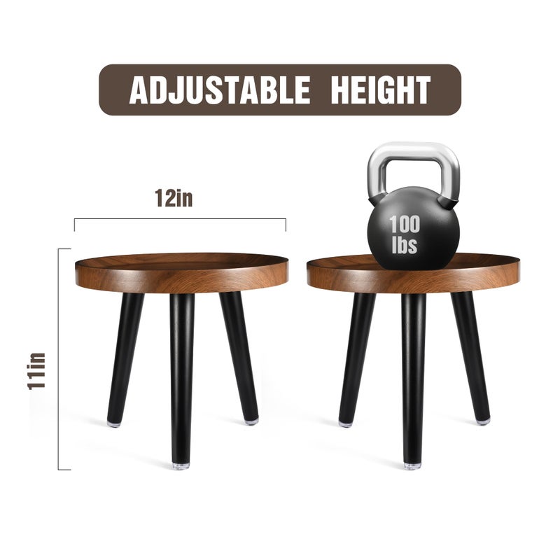 KGPLOME Indoor Plant Stand,Wood Mid Century Plant Table in Walnut Finish,Tall Plant Stand for Flower Pot,Modern Round Small Side End Table with Raised Design (Walnut, 12"x10.8") - Image 2