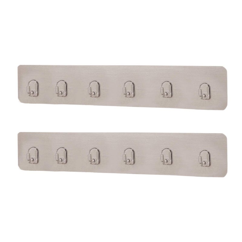 SOLDTRUE Metal Magic Sticker Series Self Adhesive - 6 Hook Rail Bar for Kitchen and Bathroom Wall to Hang Clothes, Towel, Keys, Purses and Coats1 Pair - Image 2