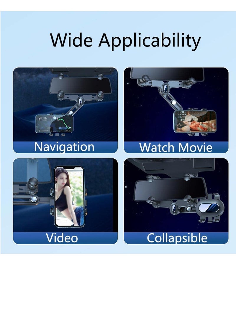 Excefore Car Phone Holder, Rotatable and Retractable Rear View Mirror, 360 Degree Rotation Multifunctional Rearview Mirror Mobile Phone Mount, Universal Car Phone Clip, Vehicle Bracket, for 3-7'' Cellphone - Image 5