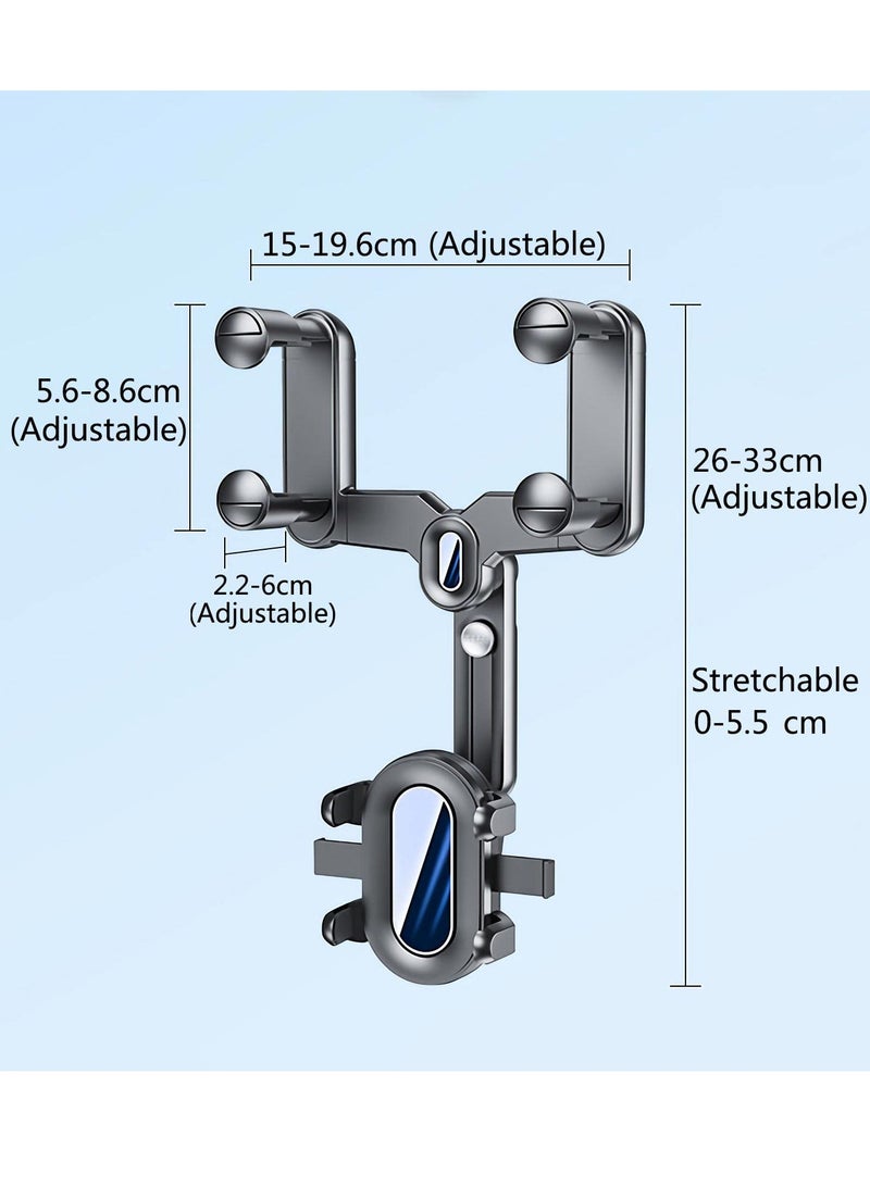 Excefore Car Phone Holder, Rotatable and Retractable Rear View Mirror, 360 Degree Rotation Multifunctional Rearview Mirror Mobile Phone Mount, Universal Car Phone Clip, Vehicle Bracket, for 3-7'' Cellphone - Image 2