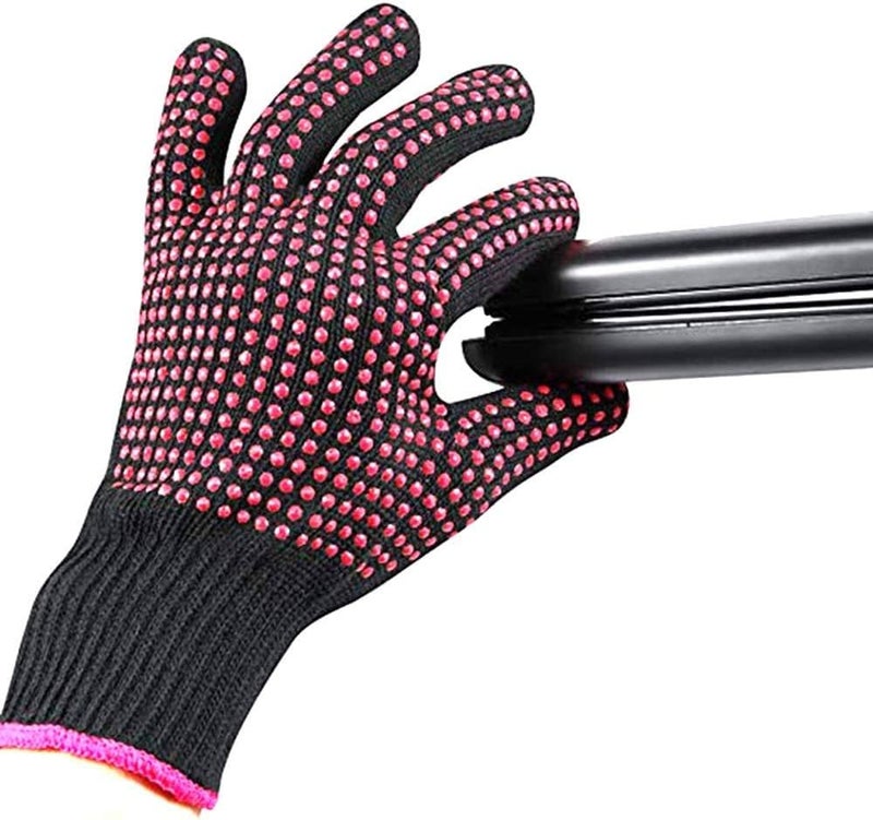 Heat Resistant Glove for Hair Styling, Silicone Grip Dots, Professional Curling Iron Protection Single Glove (Sorted Color)