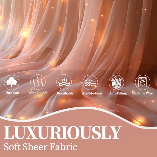 Patioman 10x10ft Pink Tulle Backdrop Curtain with String Lights, Wrinkle-Free Sheer Wedding Backdrop for Birthday Parties, Baby Showers, Bridal Showers, Photo Shoots and Home Decorations, Pink - Image 5