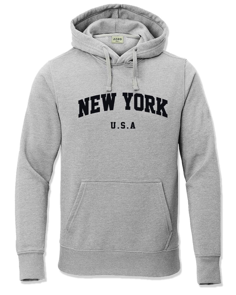 ADRO Men's Cotton Blend Neck Hooded Sweatshirt (H24-NEW-GR_Grey - Image 1