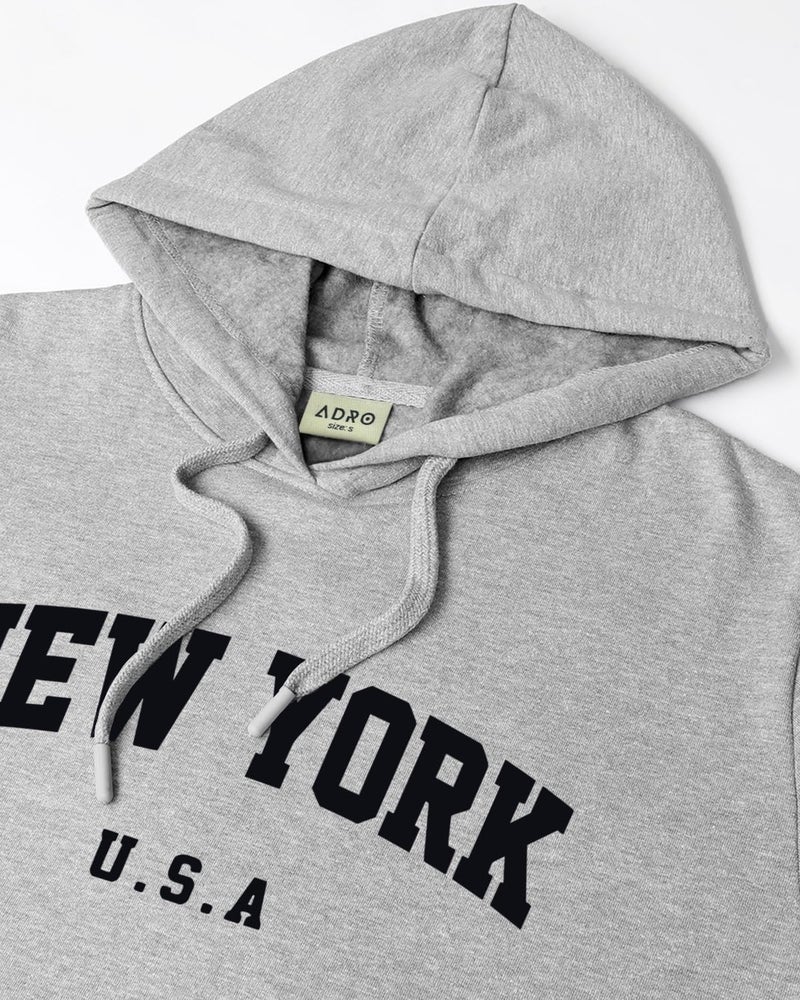 ADRO Men's Cotton Blend Neck Hooded Sweatshirt (H24-NEW-GR_Grey - Image 5