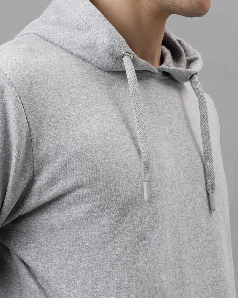 ADRO Men's Cotton Blend Neck Hooded Sweatshirt (H24-NEW-GR_Grey - Image 4