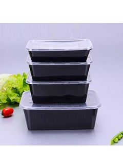 Shop & Shoppee SHOP & SHOPPEE Reusable Plastic Square shape Food Container Bowl/Tub with Air Tight Leakproof Transparent Lid for Food Delivery & Storage, Fridge/Dishwasher/Microwave Safe- 1000ml (Pack of 25, Black)  - Image 4