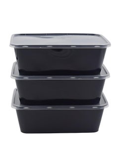 Shop & Shoppee SHOP & SHOPPEE Reusable Plastic Square shape Food Container Bowl/Tub with Air Tight Leakproof Transparent Lid for Food Delivery & Storage, Fridge/Dishwasher/Microwave Safe- 1000ml (Pack of 25, Black)  - Image 1