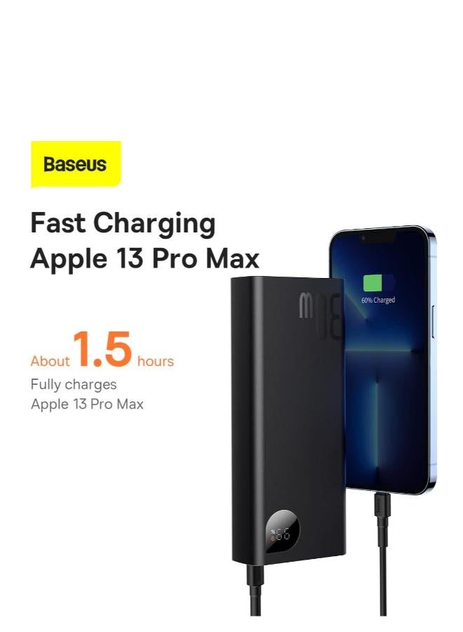 بيسوس 20000 mAh Power Bank Adaman Metal Digital Display Fast charge C+U+U (with C+C cable 50cm 60W(20V/3A) 30W, 20000 mAh black - Image 4