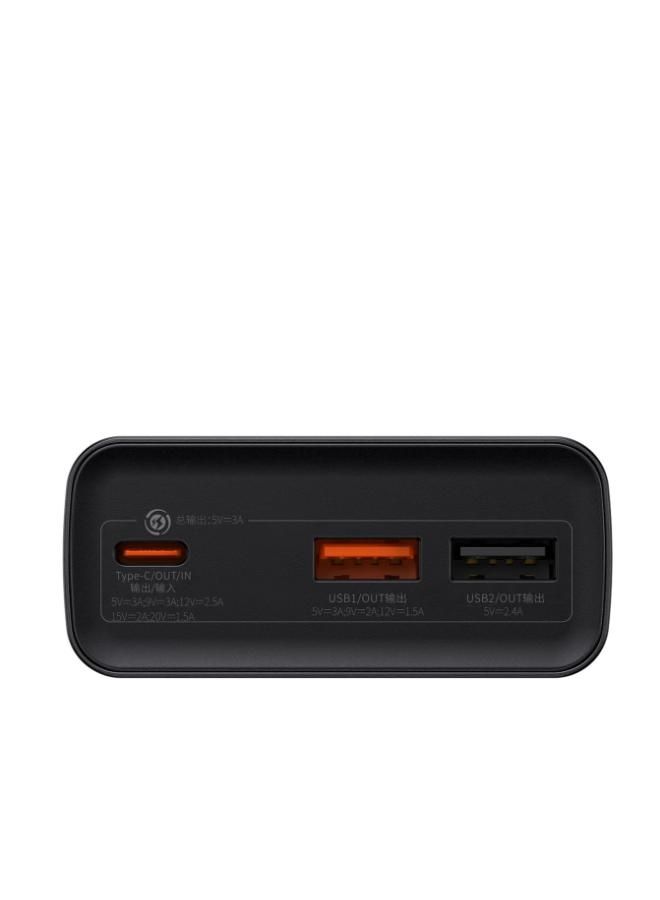 بيسوس 20000 mAh Power Bank Adaman Metal Digital Display Fast charge C+U+U (with C+C cable 50cm 60W(20V/3A) 30W, 20000 mAh black - Image 2