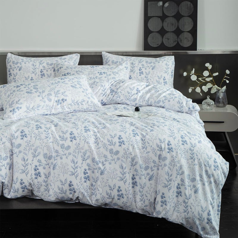 BUPIRD King Duvet Cover Set Floral 100% Brushed Microfiber 3 Pieces Vintage Chic Floral Garden Vibrant Botanical Floral Pattern Printed King Duvet Cover Flower with Zipper Closure (Floral, King) - Image 2