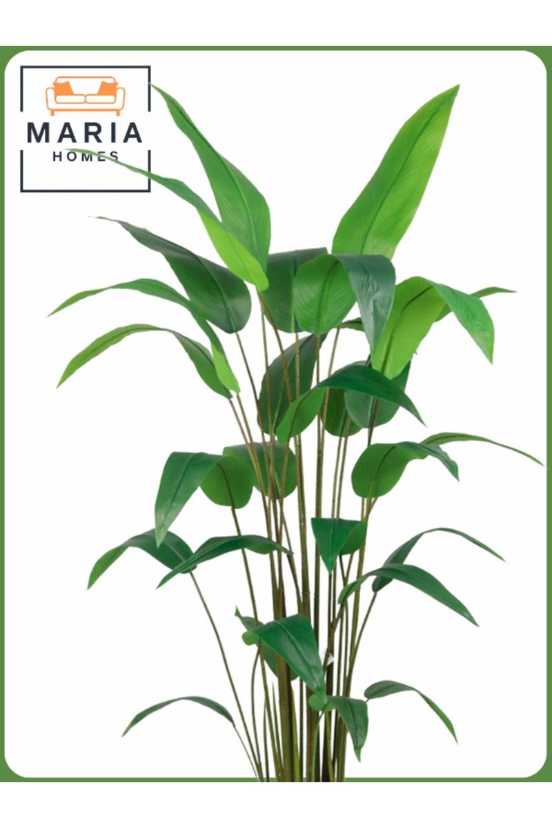 ماريا شجرة طائر الجنة الاصطناعية، ارتفاعها 180 سم، نبات داخلي طويل في وعاء بيج رمادي - Image 2