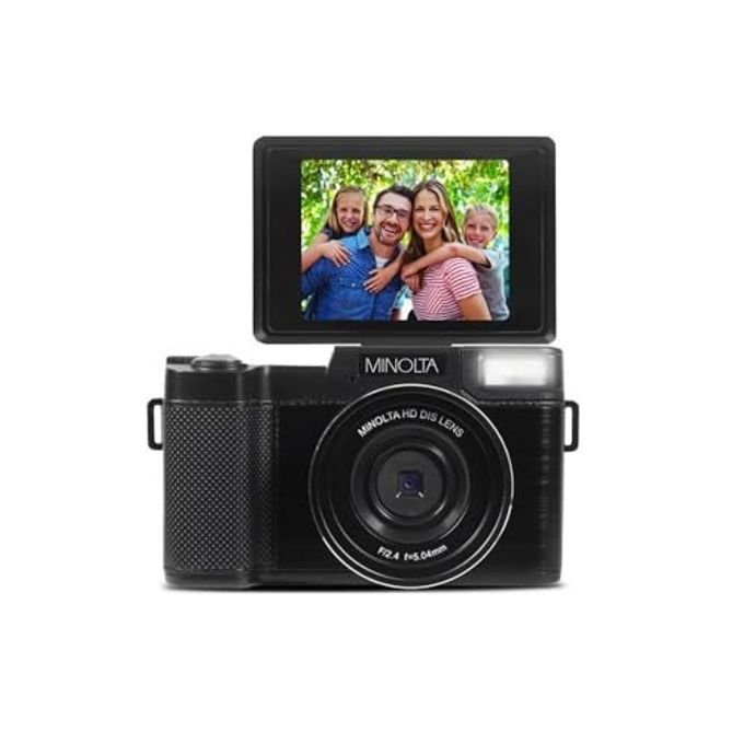 Minolta 30Mp Digital Camera  2.7K Ultra Hd Video, 3-Inch 180 Lcd Screen, Face Detection, Anti-Shake, 9 Scene Modes, Photo Burst, Panorama, Cmos Sensor, 32Gb Card (Black) - Image 3