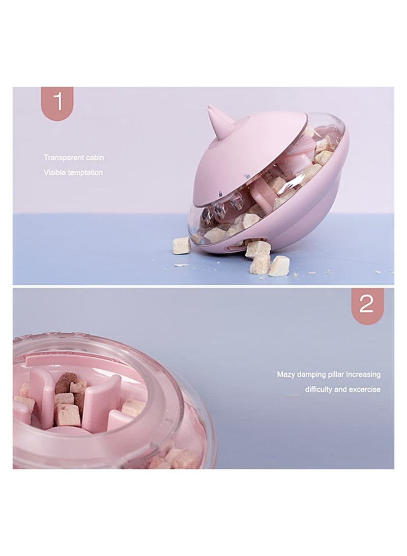 Zikra UFO Shaped Interactive Toy, Treat Dispensing Dog Toy Pet Treat Dispenser Playful Canine Toy Interactive Dog Game  Rotating Food Puzzle for Dogs and Puppies, Dog Enrichment Toys(Pink) - Image 5