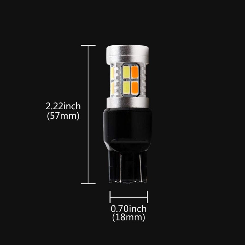 Grandview 2pcs Super Bright 400LM 7443 Amber/White Switchback Turn Signal LED Light Bulbs 5730 20SMD 12V LED Replacement Light 7444NA 6500K-8000K - Image 2