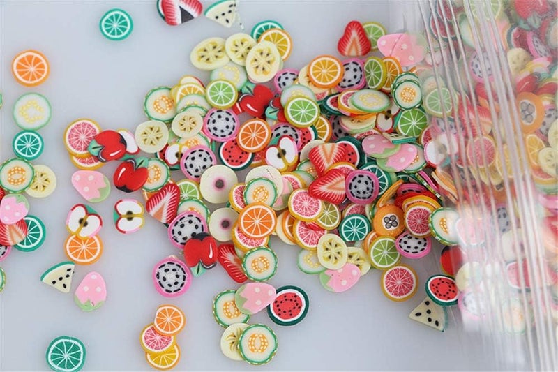 Mezerdoo 9 Packs Polymer Clay 3D Stickers Tiny Cute Nails Art Accessories 9000Pcs Christmas/Star/Heart/Flower/Fruit/Feather Polymer Clay Slices Slicing Nail Decorations - Image 5
