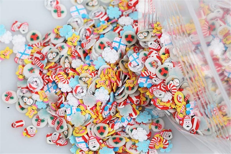 Mezerdoo 9 Packs Polymer Clay 3D Stickers Tiny Cute Nails Art Accessories 9000Pcs Christmas/Star/Heart/Flower/Fruit/Feather Polymer Clay Slices Slicing Nail Decorations - Image 4