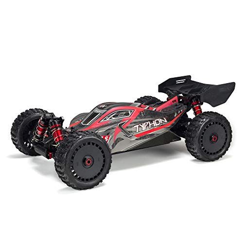 سيارة ARRMA RC 18 تايفون 6S V5 4WD BLX باجي مع Spektrum Firma RTR جاهزة للتشغيل باللونين الأسود والأحمر ARA8606V5