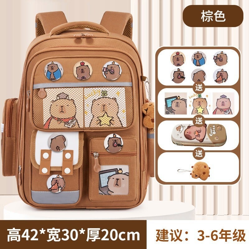 New Cartoon School Backpack for Grades 1-3-6, KULUOMI & Cinnamoroll Design, Lightweight & Ergonomic