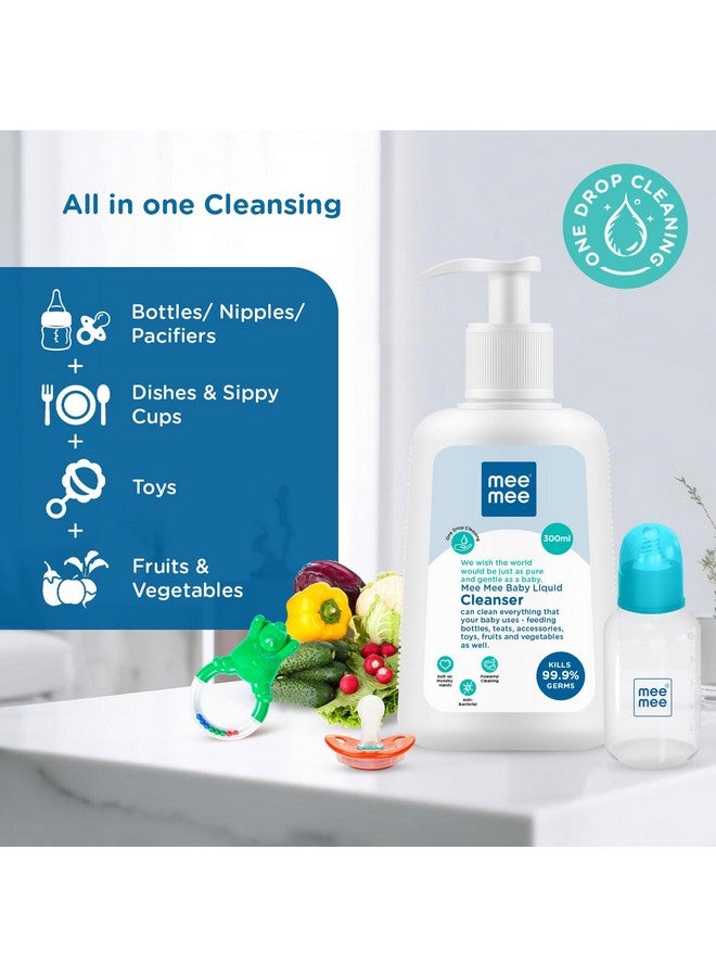 mee mee Anti-Bacterial Baby Liquid Cleanser | Feeding Bottle Cleaner Liquid For Nipple Cleaning/Clothes/Milk Bottle/Vessels (300 Ml - Bottle) - Image 2