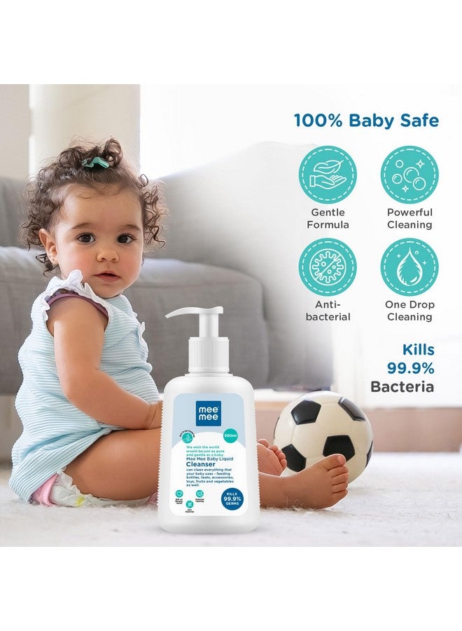 mee mee Anti-Bacterial Baby Liquid Cleanser | Feeding Bottle Cleaner Liquid For Nipple Cleaning/Clothes/Milk Bottle/Vessels (300 Ml - Bottle) - Image 3
