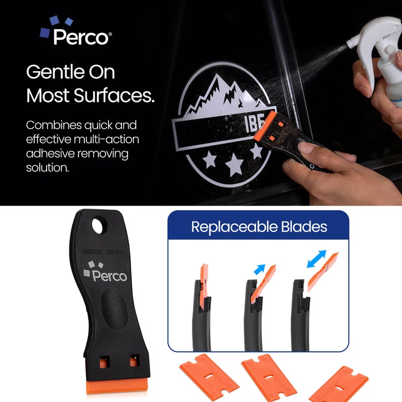 Perco Glue Off Adhesive Remover 3.3 fl. oz & Scraper with Plastic Razor for Removing Labels (Adhesive Remover & Scraper w/Plastic Razor) - Image 5