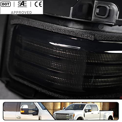Mingrui test 2Pcs Sequential LED Side Mirror Marker Light for Ford F150 2015-2023, F250 F350 F450 F550 Super Duty 2017-2023 Amber Dynamic Blinker Indicator Turn Signal Light White Driving/Running Light Smoke Lens - Image 4