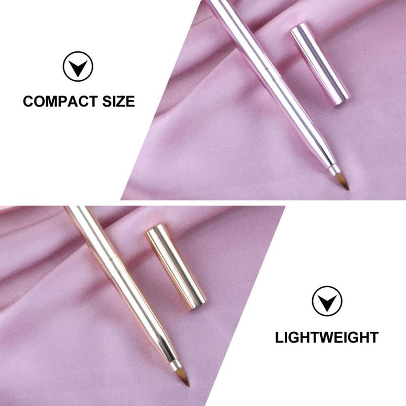 2pcs Double-ended Lipstick Brush and Lip Gloss Applicator Set with Caps Retractable Makeup Lip Brush Duo in Rose Gold and Pink for Precise Makeup and Travel Use - Image 5
