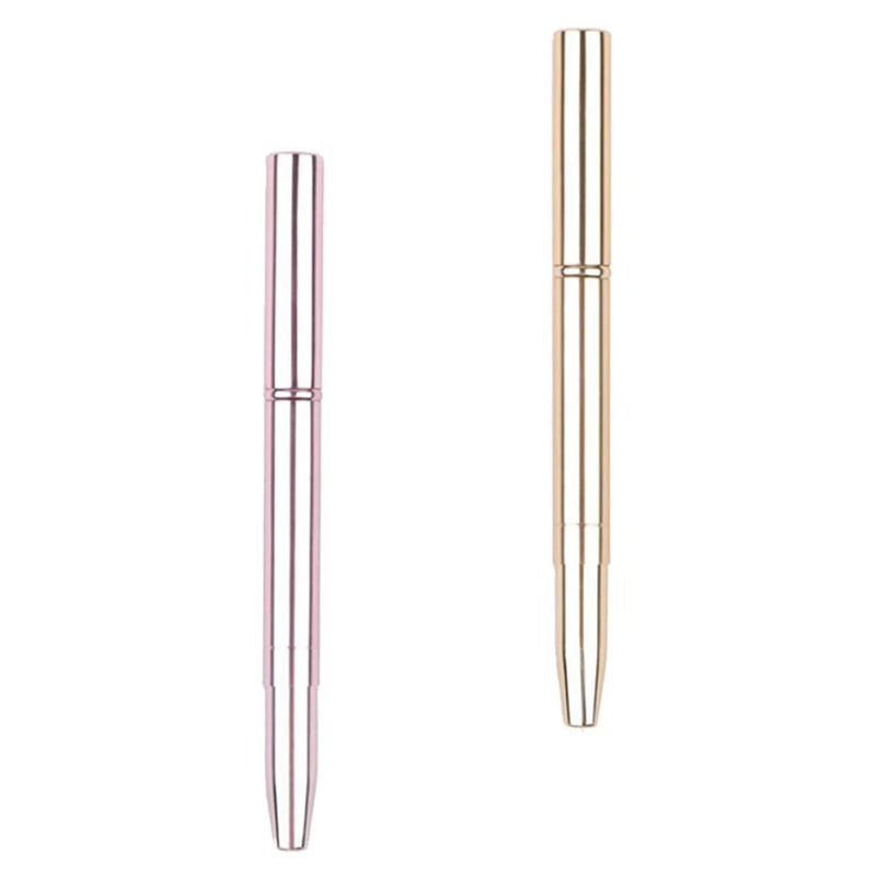 2pcs Double-ended Lipstick Brush and Lip Gloss Applicator Set with Caps Retractable Makeup Lip Brush Duo in Rose Gold and Pink for Precise Makeup and Travel Use - Image 1