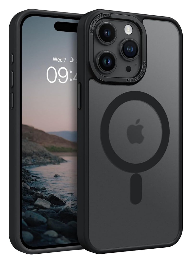 Generic - Magnetic Case for iPhone 14 Pro Max 6.7 Inch Case Translucent Matte Phone Case Slim Thin Shockproof Anti-Yellow Women Men Girls Boys Protective Cover (Black) - Image 1