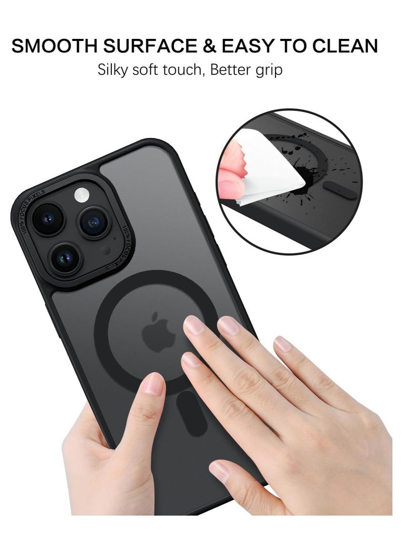 Generic - Magnetic Case for iPhone 14 Pro Max 6.7 Inch Case Translucent Matte Phone Case Slim Thin Shockproof Anti-Yellow Women Men Girls Boys Protective Cover (Black) - Image 1