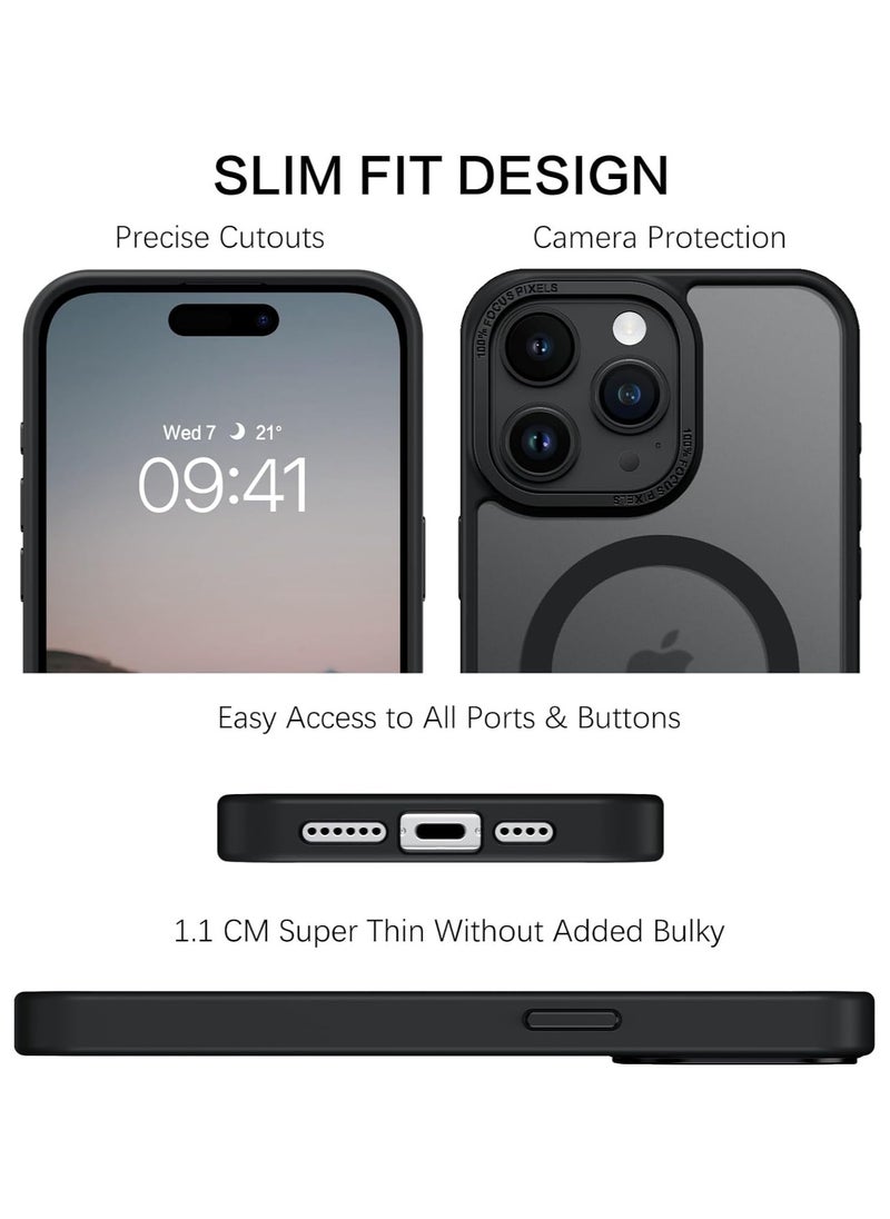 Generic - Magnetic Case for iPhone 14 Pro Max 6.7 Inch Case Translucent Matte Phone Case Slim Thin Shockproof Anti-Yellow Women Men Girls Boys Protective Cover (Black) - Image 1