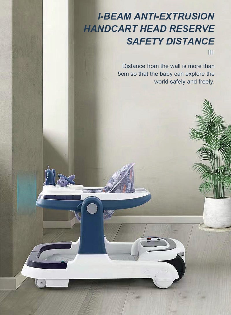 ما بيبي يمكن للطفل ووكر سيارة مضادة للساق مضادة للدوران للأولاد والبنات الجلوس ودفع عربة الأطفال المشاية التعليمية - Image 3