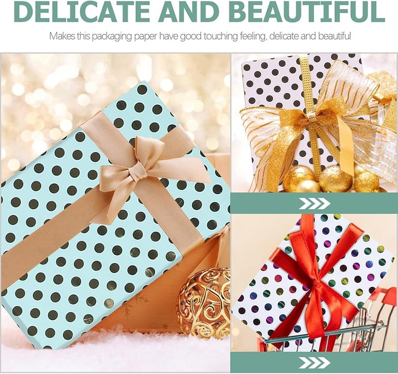 3 حزمة من ورق التغليف الزخرفي مكللي مع نقاط معدنية للهدايا DIY وديكور المنزل - Image 4