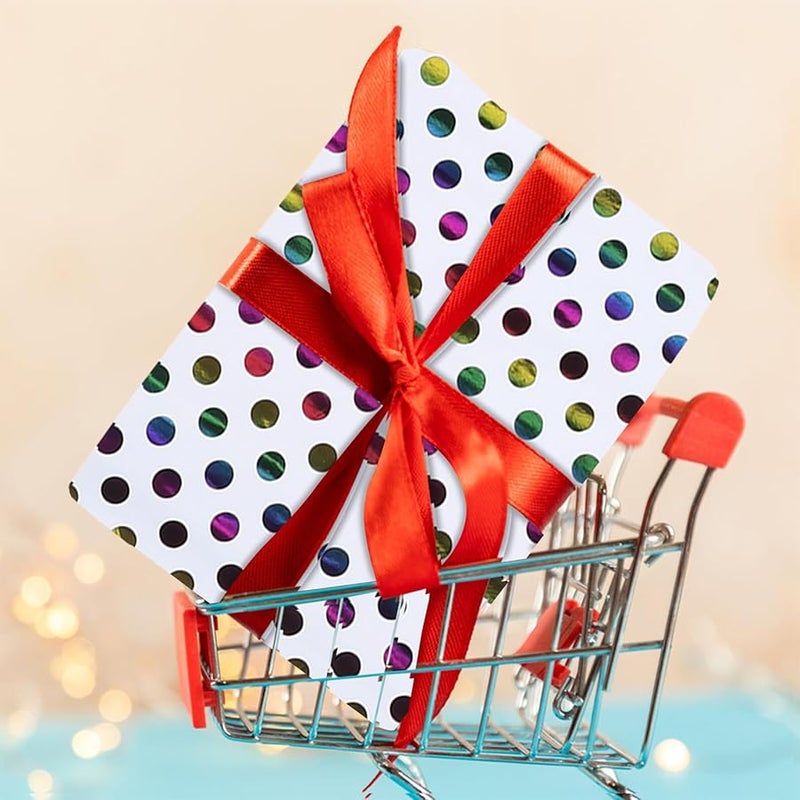 3 حزمة من ورق التغليف الزخرفي مكللي مع نقاط معدنية للهدايا DIY وديكور المنزل - Image 3