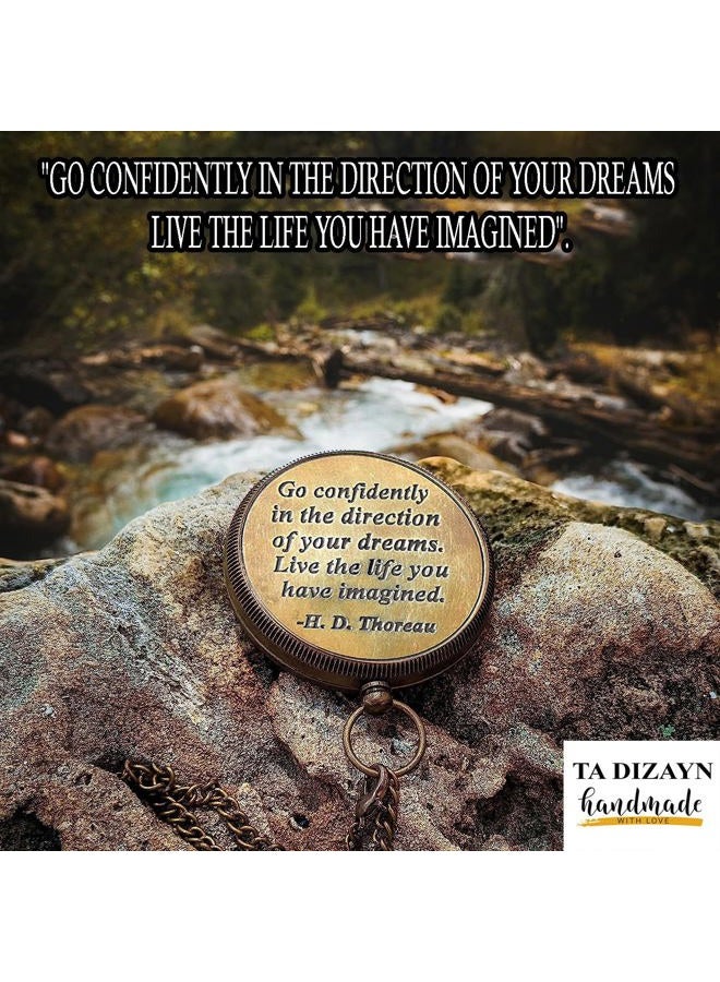 TA dizayn Amazing Art Handicrafts Go Confidently Quote Engraved Compass with Antique Leather case, Camping Compass, Boating Compass, Gift Compass, Graduation Day Gifts - Image 2