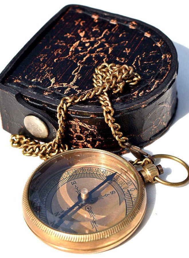 TA dizayn Amazing Art Handicrafts Go Confidently Quote Engraved Compass with Antique Leather case, Camping Compass, Boating Compass, Gift Compass, Graduation Day Gifts - Image 4