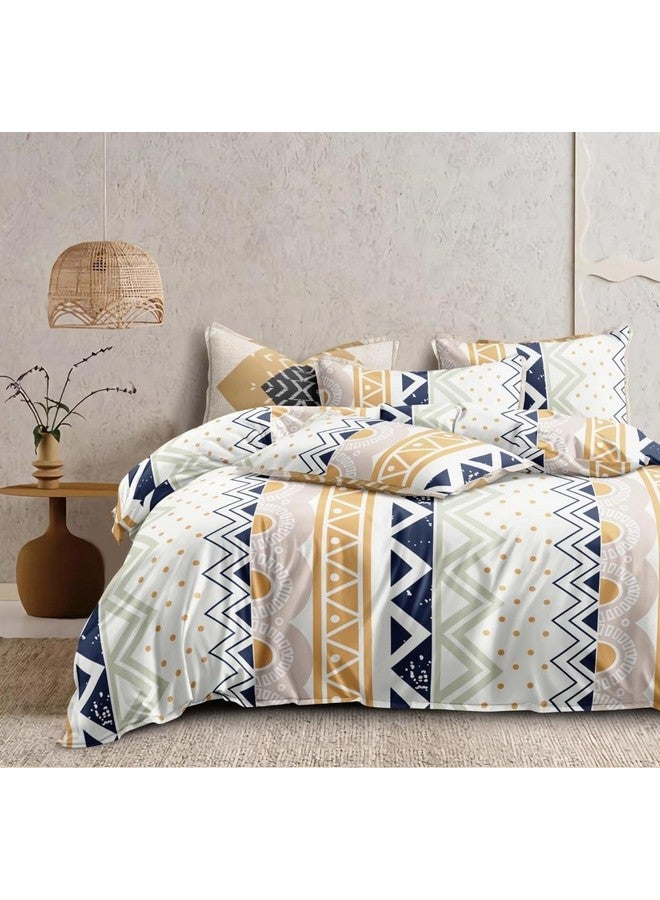 THE HOME STYLE مجموعة ملاءات سرير مزدوجة مطبوعة من القطن الناعم بحجم سوبر كين، 108 × 108 بوصة مع 2 غطاء وسادة بدون وصلة II 400 TC، 9 أقدام، 108" × 108" بوصة (سوبر كين، ضباب تجريدي) - Image 1