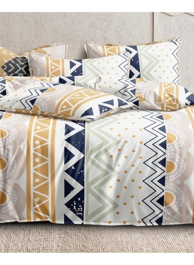 THE HOME STYLE مجموعة ملاءات سرير مزدوجة مطبوعة من القطن الناعم بحجم سوبر كين، 108 × 108 بوصة مع 2 غطاء وسادة بدون وصلة II 400 TC، 9 أقدام، 108" × 108" بوصة (سوبر كين، ضباب تجريدي) - Image 3