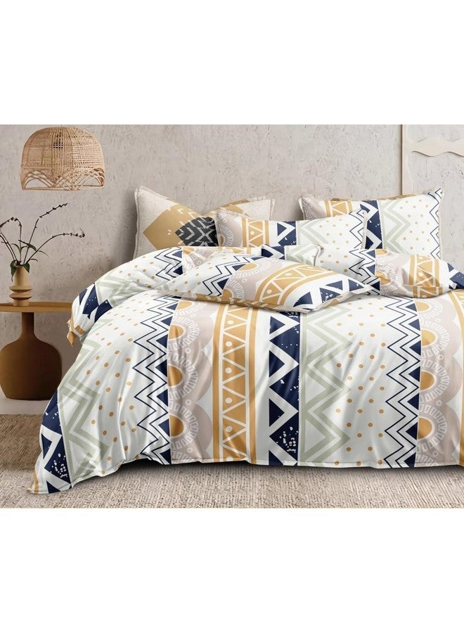 THE HOME STYLE مجموعة ملاءات سرير مزدوجة مطبوعة من القطن الناعم بحجم سوبر كين، 108 × 108 بوصة مع 2 غطاء وسادة بدون وصلة II 400 TC، 9 أقدام، 108" × 108" بوصة (سوبر كين، ضباب تجريدي) - Image 2