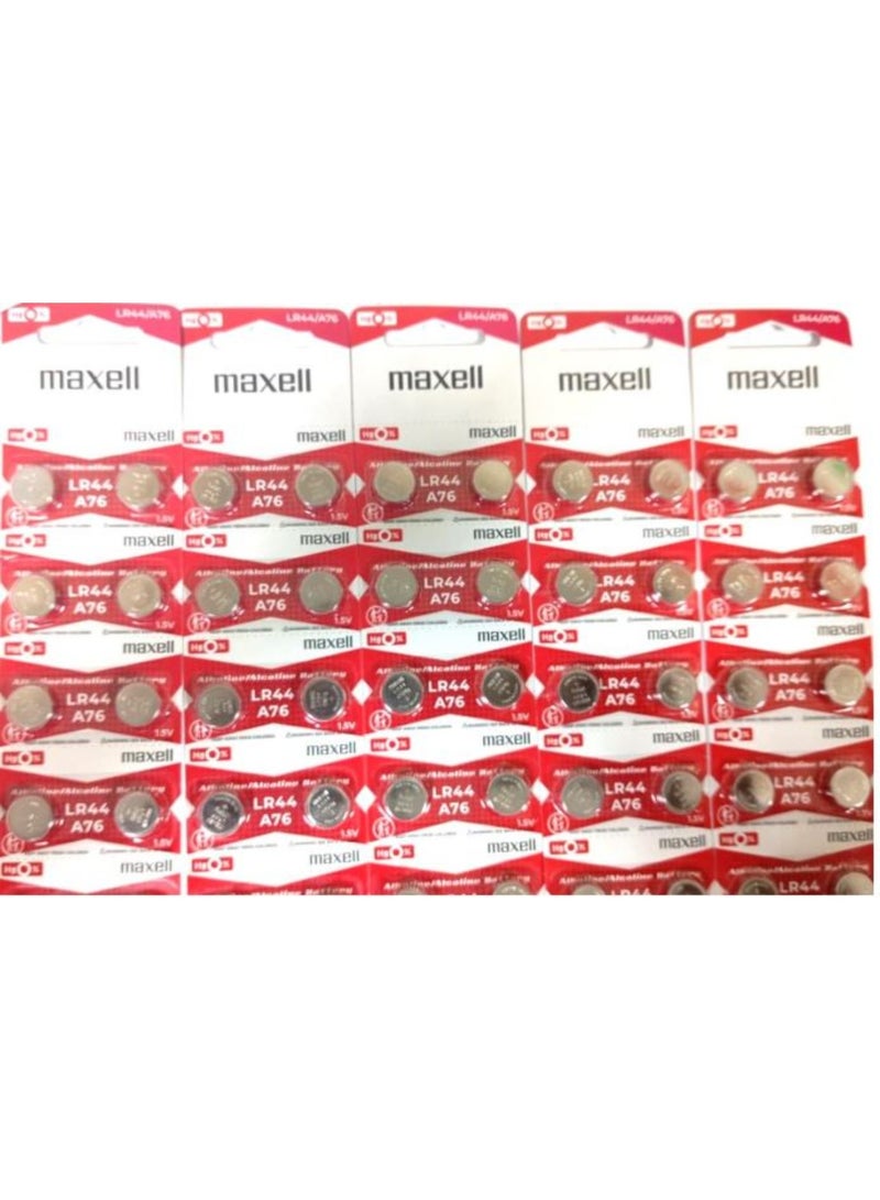 50-Pieces Maxell  LR44 (A76) AG13 Alkaline 1.5V Batteries