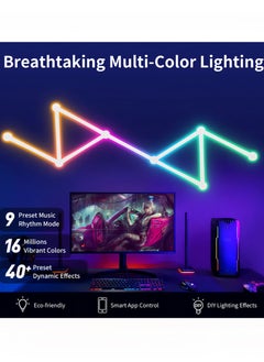 [Home Color Magic Wand] White 9-strip Wi-Fi RGB smart light strip, 16 million colors to adjust, 40+ scenes to choose from, music synchronization, game room to bedroom to turn into a dream space in seconds