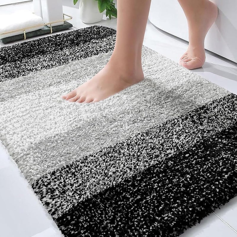 OLANLY Bathroom Rugs Mat 36x24, Extra Soft Absorbent Microfiber Bath Rugs, Rubber Backing, Quick Dry, Machine Washable Bath Mats for Bathroom Floor, Tub and Shower, Home Decor Accessories, Black - Image 1