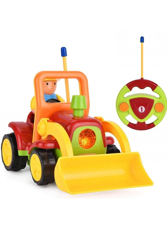 Haktoys My First Rc Cartoon Loader Bulldozer Construction Truck With Music Button & Led Headlight Safe & Durable Learning To Drive Car Great Gift Radio Control Toy For Toddlers Kids Boys & Girls - Image 1