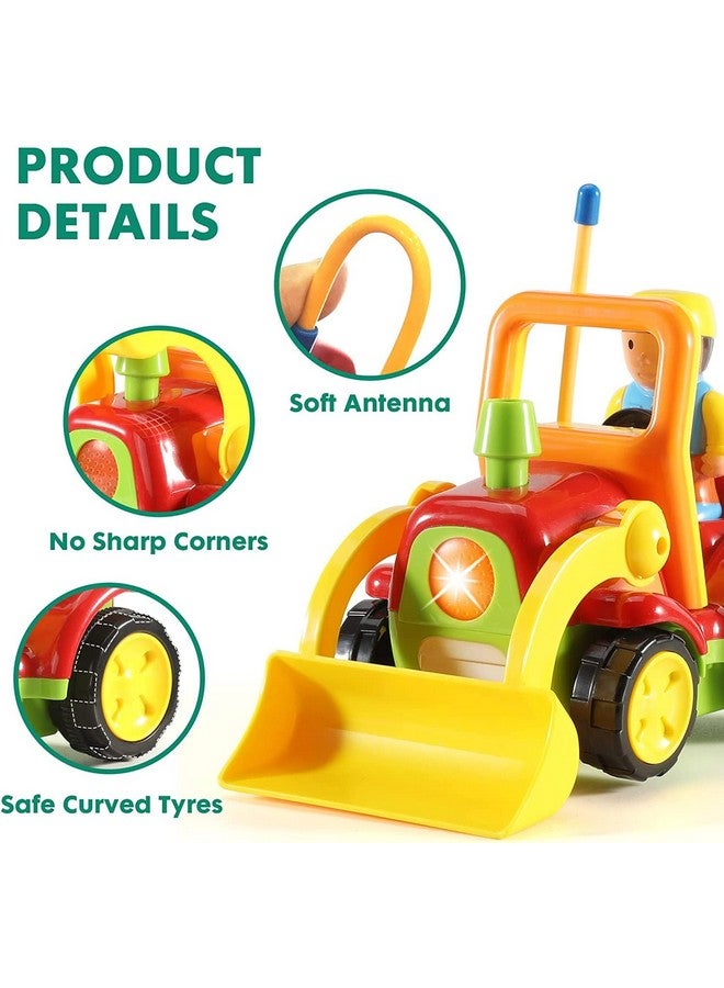 Haktoys My First Rc Cartoon Loader Bulldozer Construction Truck With Music Button & Led Headlight Safe & Durable Learning To Drive Car Great Gift Radio Control Toy For Toddlers Kids Boys & Girls - Image 4