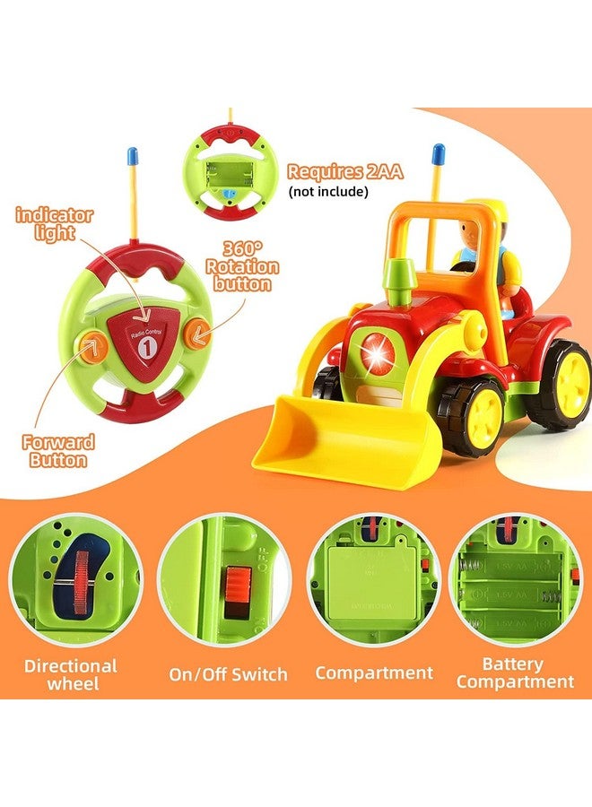 Haktoys My First Rc Cartoon Loader Bulldozer Construction Truck With Music Button & Led Headlight Safe & Durable Learning To Drive Car Great Gift Radio Control Toy For Toddlers Kids Boys & Girls - Image 3