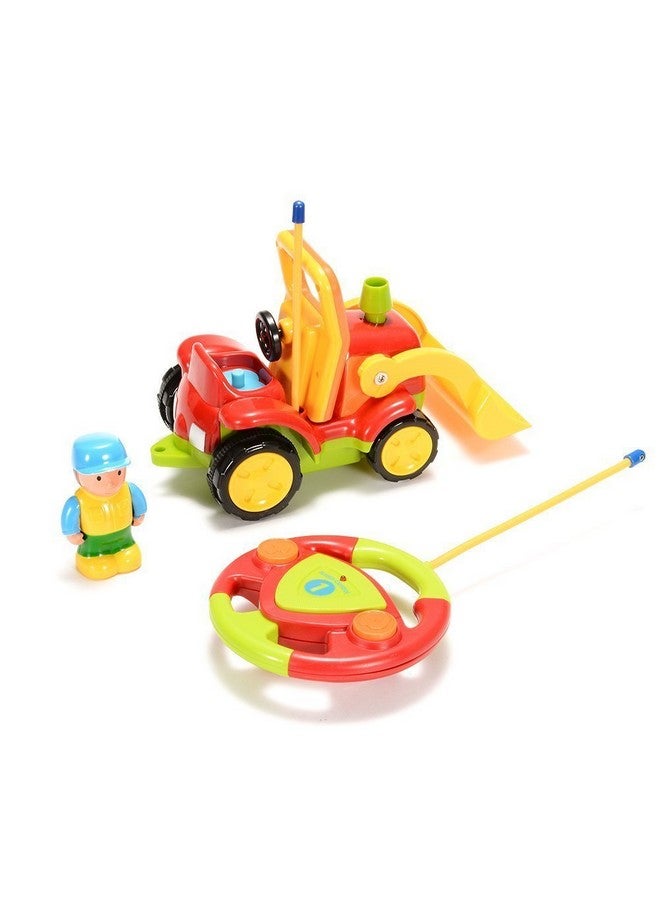 Haktoys My First Rc Cartoon Loader Bulldozer Construction Truck With Music Button & Led Headlight Safe & Durable Learning To Drive Car Great Gift Radio Control Toy For Toddlers Kids Boys & Girls - Image 5