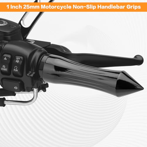 VG MOTO Motorcycle Hand Grips 1 Inch 25MM Handlebar Grip Throttle Non-Slip Universal Compatible with Harley Davidson Dyna Sportster 883 Road King Electra Glide Street Glide(Black-B) - Image 2